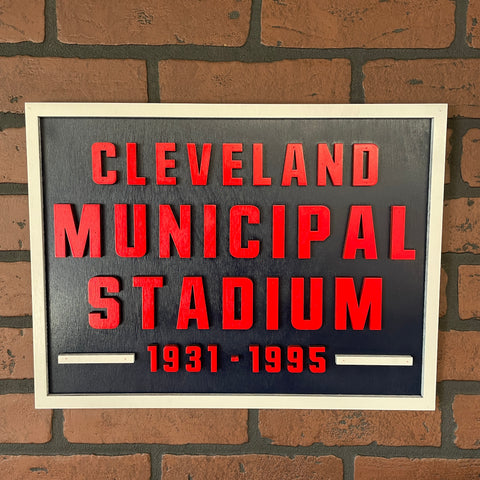 Cleveland Municipal Stadium Wood Sign
